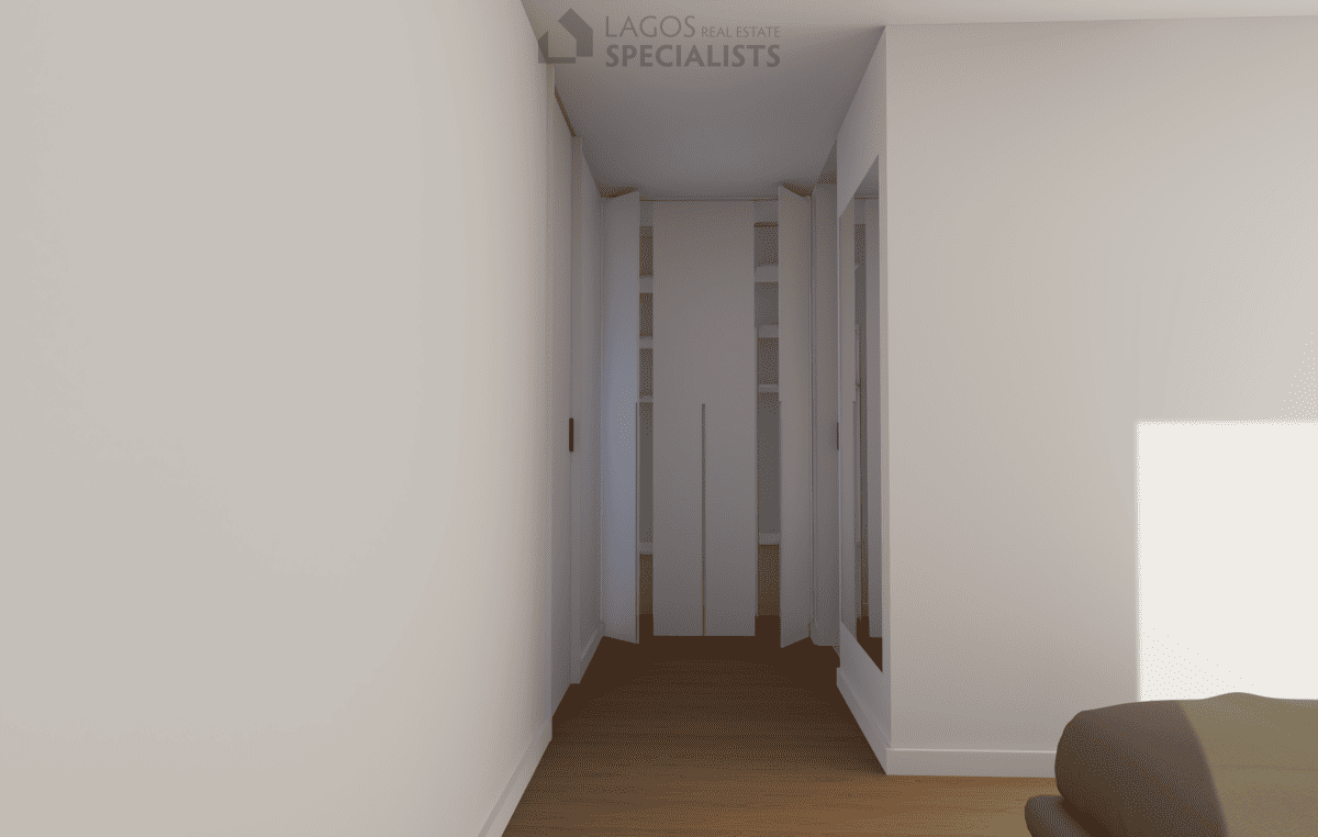 fitted wardrobe with sliding doors in new build 1-bedroom apartment Lagos