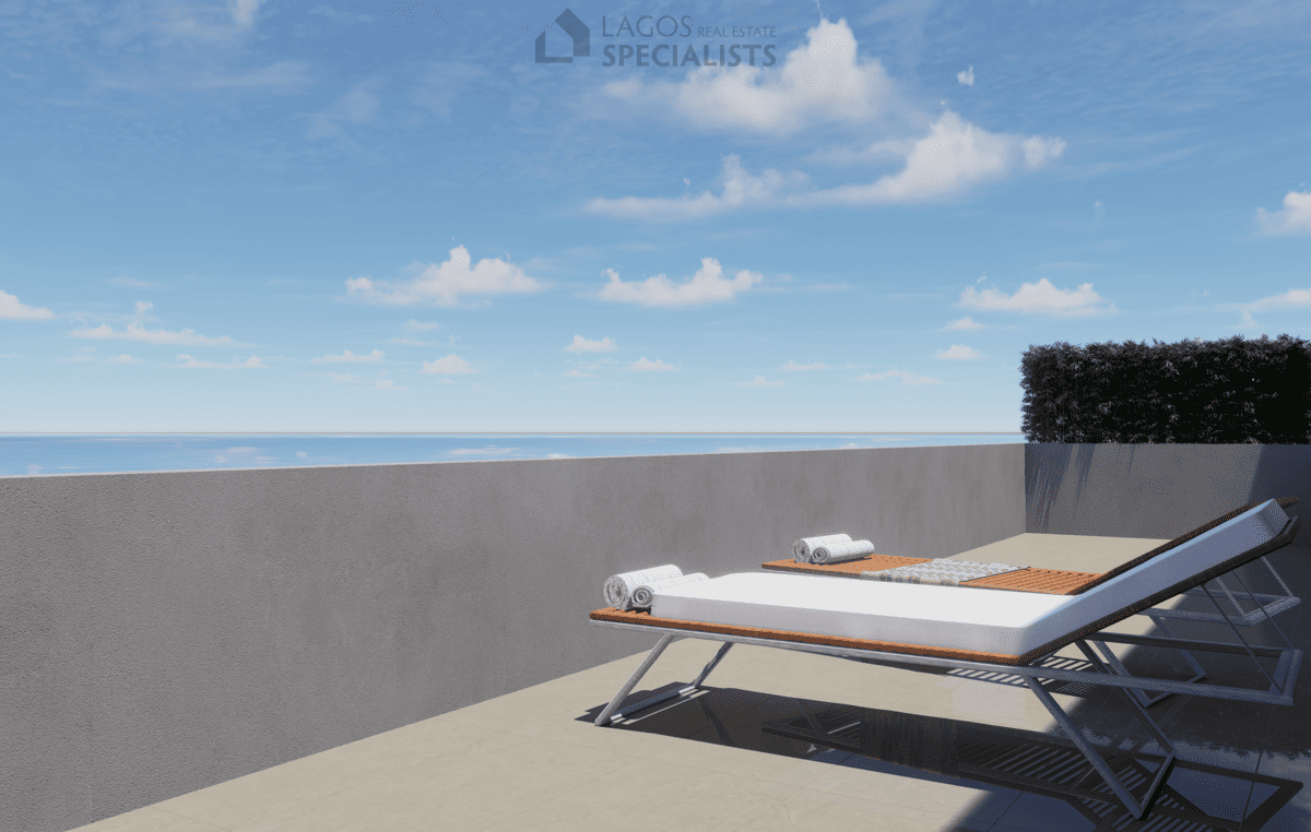 private terrace with space for outdoor seating in 1-bedroom new build apartment Lagos
