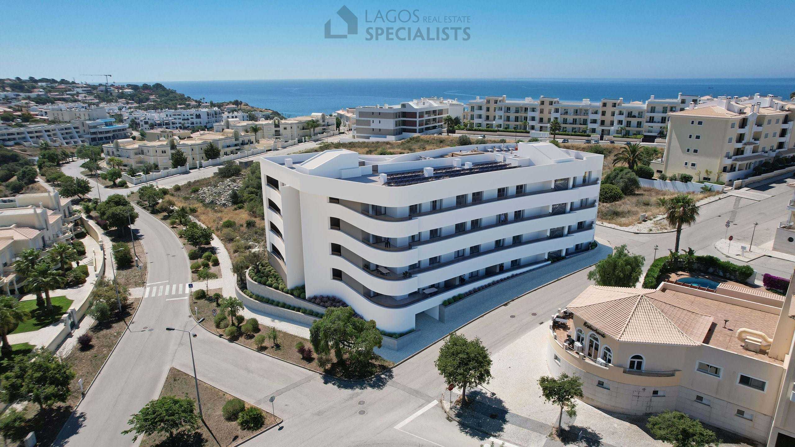 aerial view of The Leaf apartments in Porto de Mós near the beach