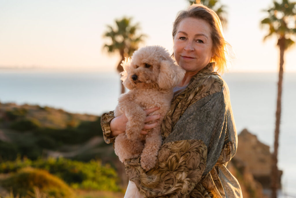 Natascha Hunt - Real Estate Agent in Lagos Portugal - with dog Dolly