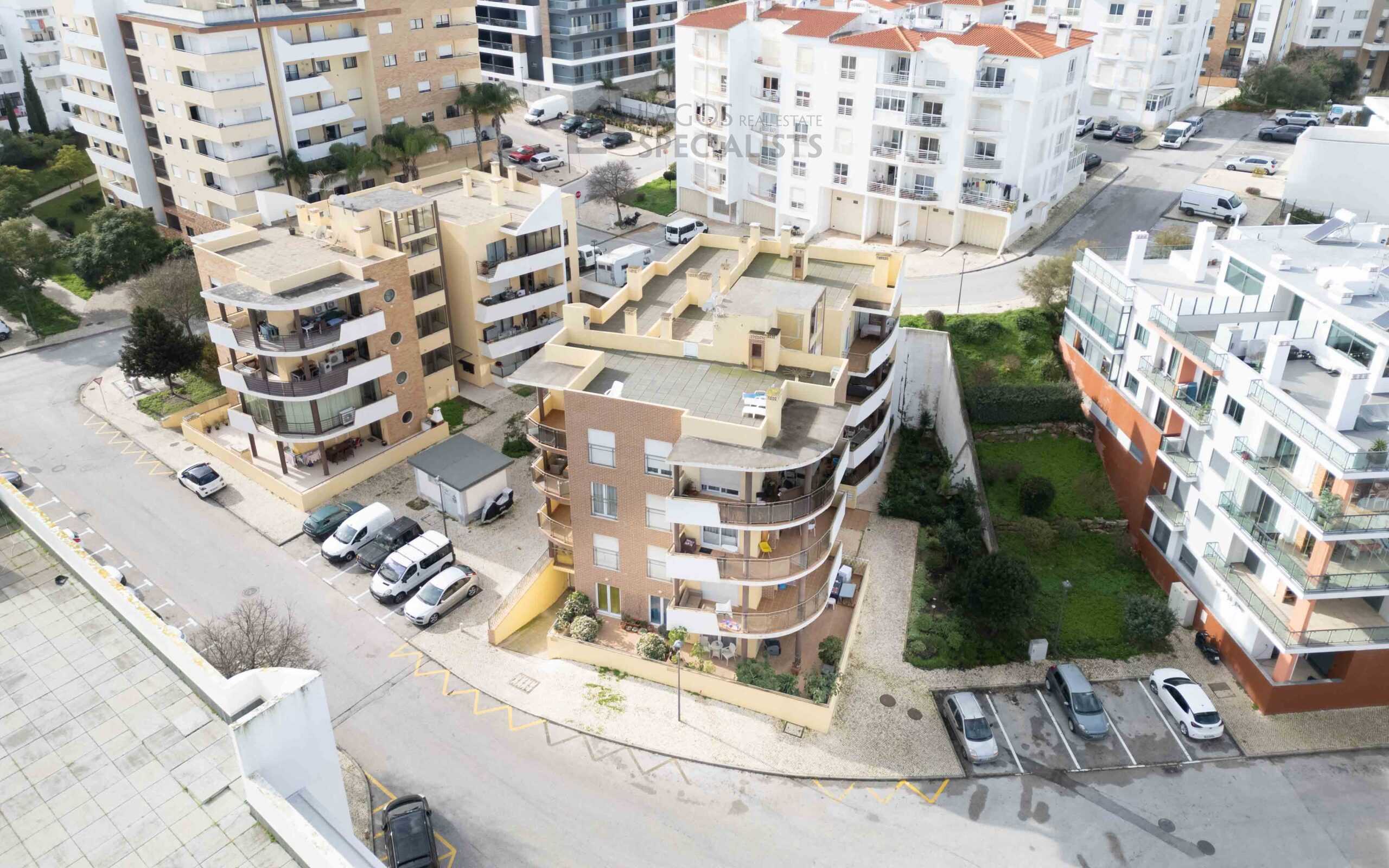 Aerial view of residential apartment complex