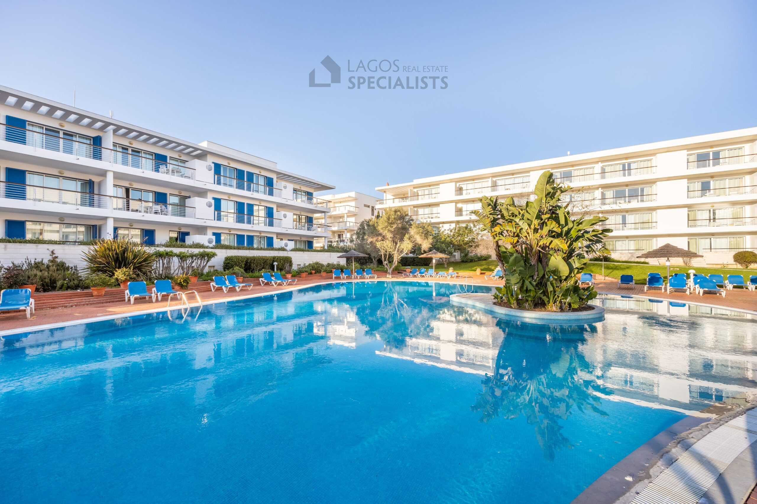 Swimming pool area in secure marina condominium in prime Lagos Marina location