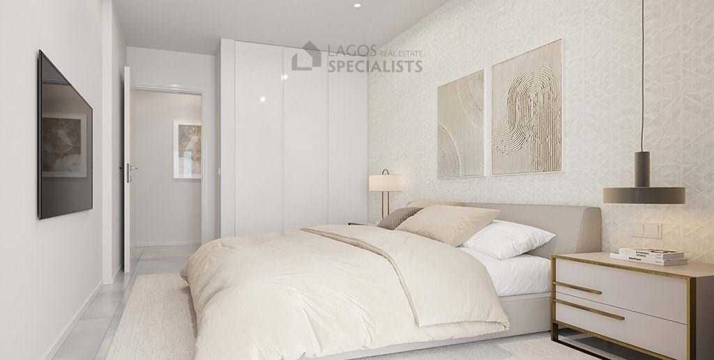 Bright bedroom with built-in closet