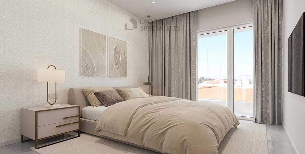 Bright bedroom with built-in closet