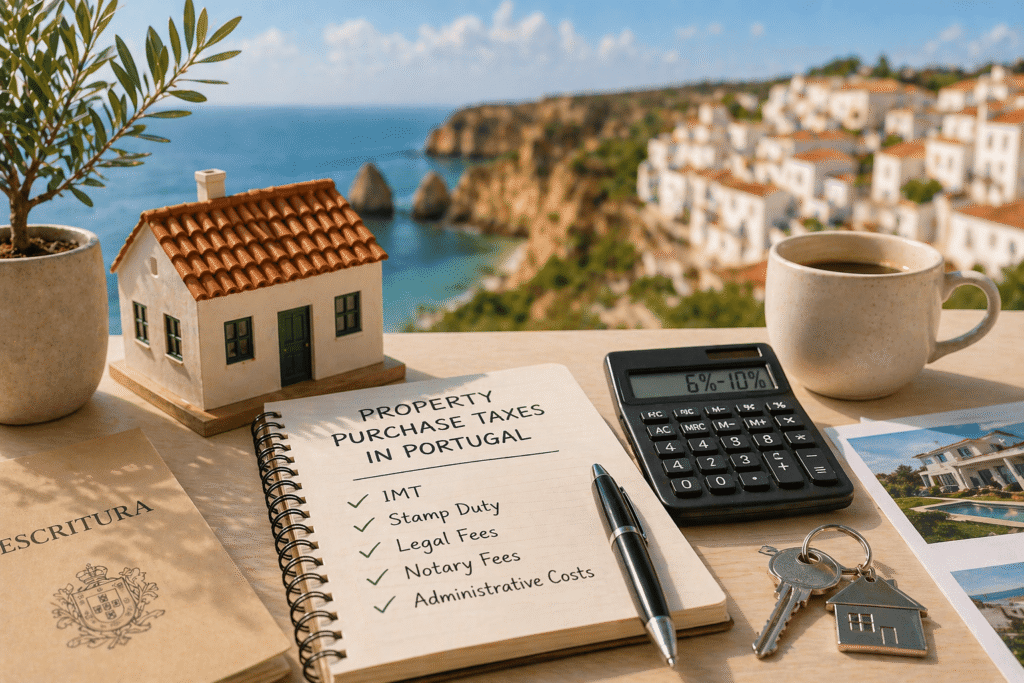 Property Purchase Taxes Portugal, IMT tax portugal property, buying property portugal taxes, property transfer tax portugal, costs buying property portugal